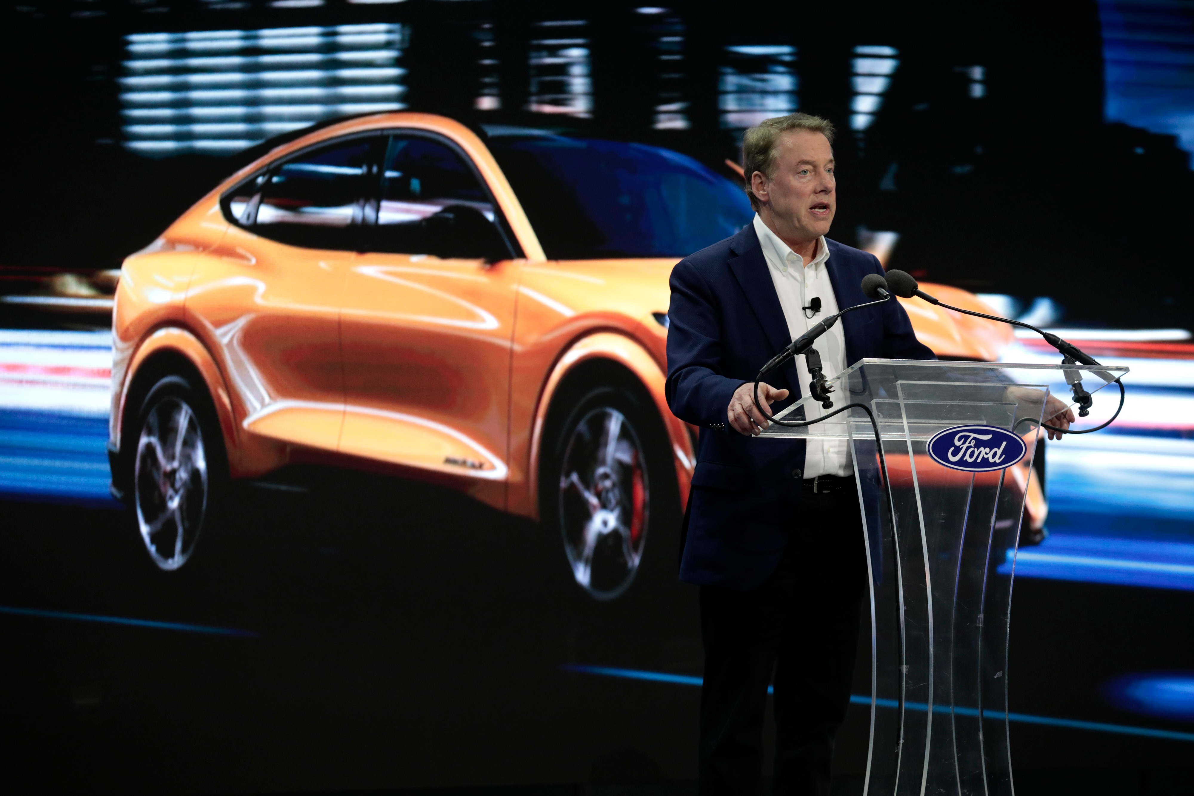 Ford Motor Company Executive Chairman Bill Ford announces a $3.5 billion investment plan for a lithium iron phosphate (LFP) battery plant in Marshall, Mich., during an event held at Ford Ion Park in Romulus, Mich., on Monday, Feb. 13, 2023. With this $3.5 billion investment, Ford and its battery tech collaborators have announced $17.6 billion in investments in electric vehicle and battery production and added more than 18,000 jobs in the United States since 2019.